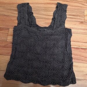 Free People Love Letter Floral Knit Camisole in Grey, XS